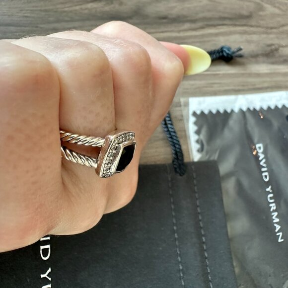 David Yurman Petite Albion Black Onyx Ring Size 6 - Picture 12 of 15